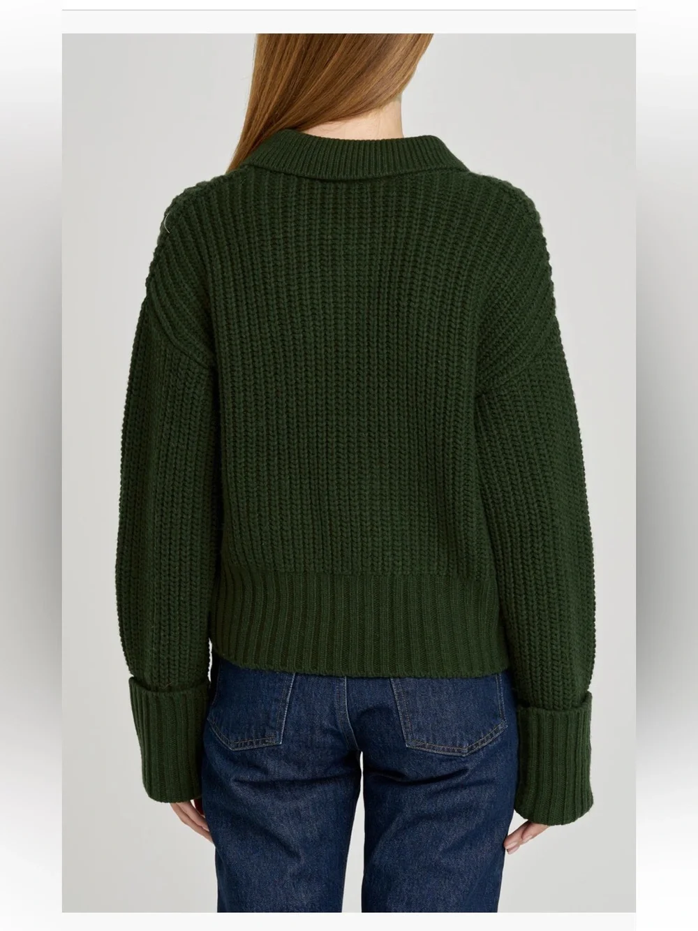 Wayf collared Button front Ribbed Cardigan forest green - Picture 2 of 7